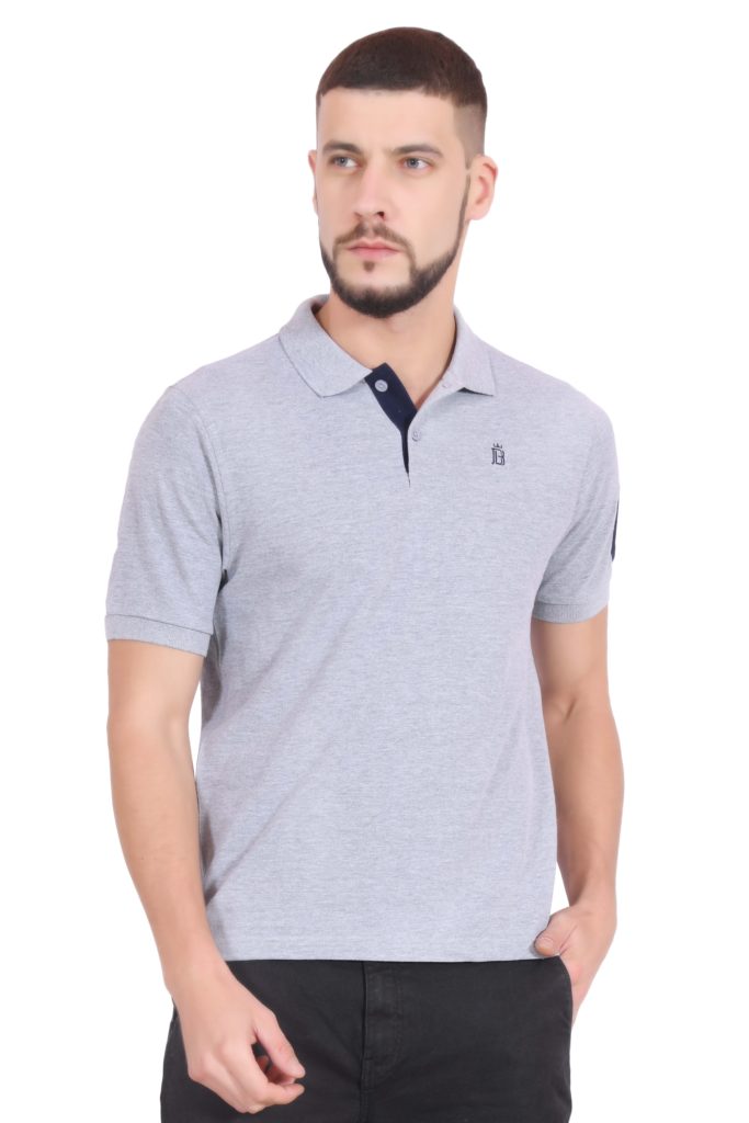 grey cotton polo shirt