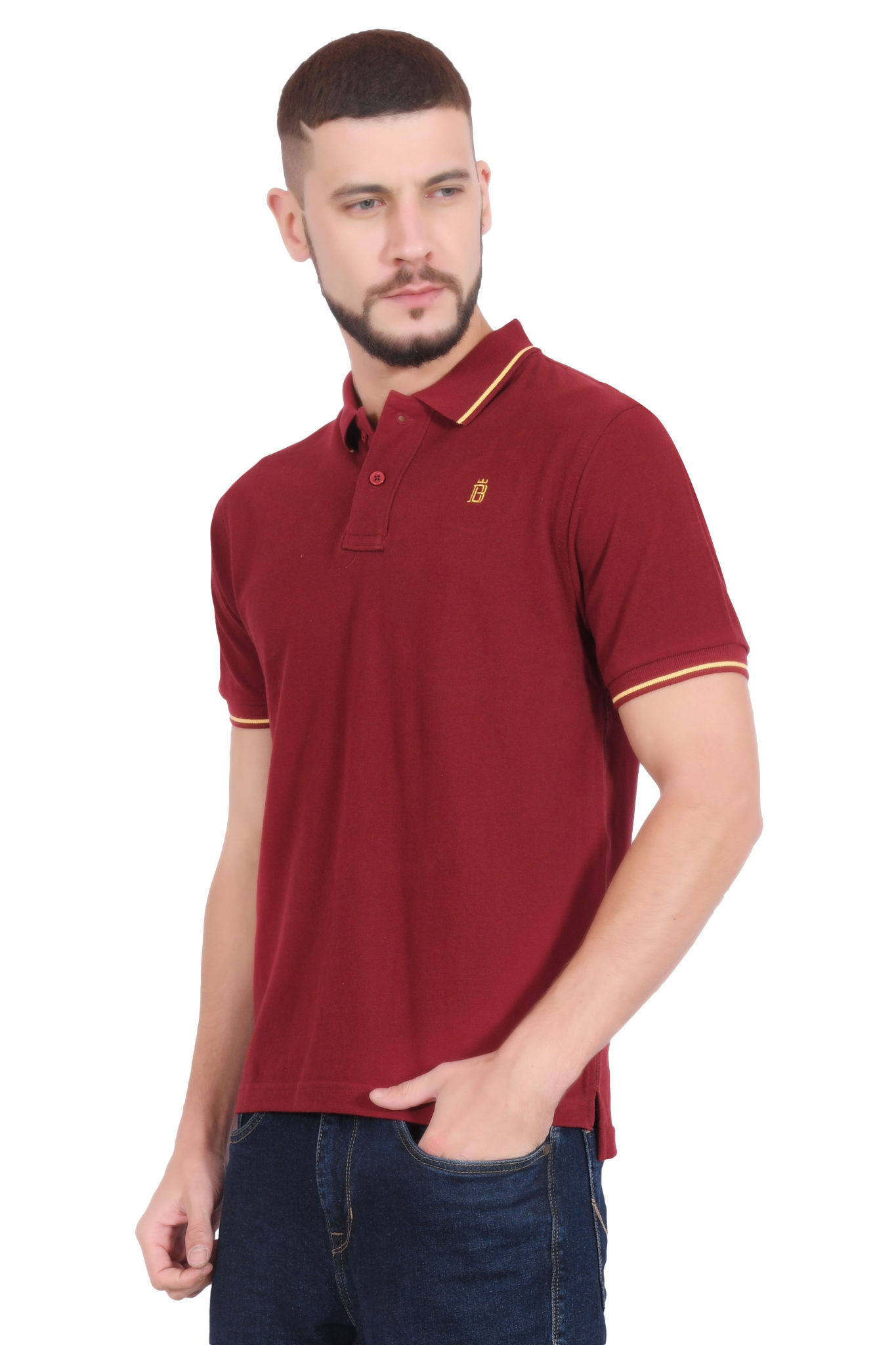 Plain Cotton Maroon Polo  T  shirt  for Men  BlueAura Apparels