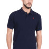 Plain Cotton Navy Blue Polo T shirt for Men